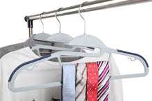 Load image into Gallery viewer, Discover the finnhomy heavy duty 50 pack plastic hangers durable clothes hangers with non slip pads space saving easy slide organizer for bedroom closet great for shirts pants scarves strong enough for coat