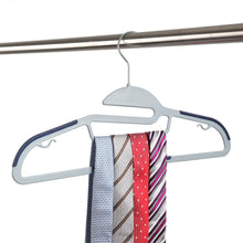 Load image into Gallery viewer, Discover the best finnhomy heavy duty 50 pack plastic hangers durable clothes hangers with non slip pads space saving easy slide organizer for bedroom closet great for shirts pants scarves strong enough for coat
