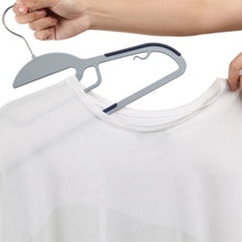 Load image into Gallery viewer, Exclusive finnhomy heavy duty 50 pack plastic hangers durable clothes hangers with non slip pads space saving easy slide organizer for bedroom closet great for shirts pants scarves strong enough for coat