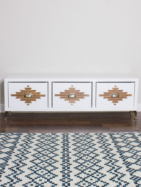 A few years ago I built a DIY aztec patterned storage bench
