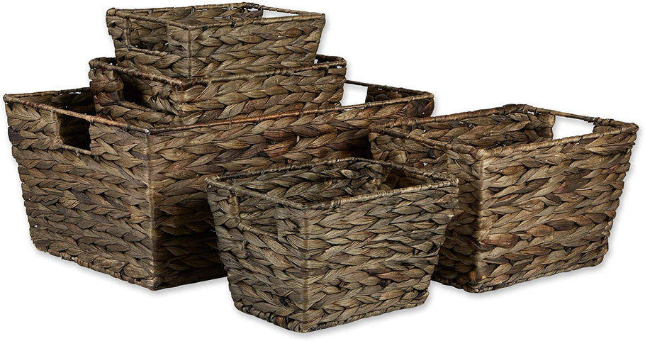 DII Hyacinth Collection Storage Baskets, Large Set, Assorted Sizes, Gray Wash, 5 Piece $61.08