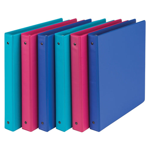 Samsill Fashion Color 3 Ring Storage Binders, 1 Inch Round Ring, Assorted Colors