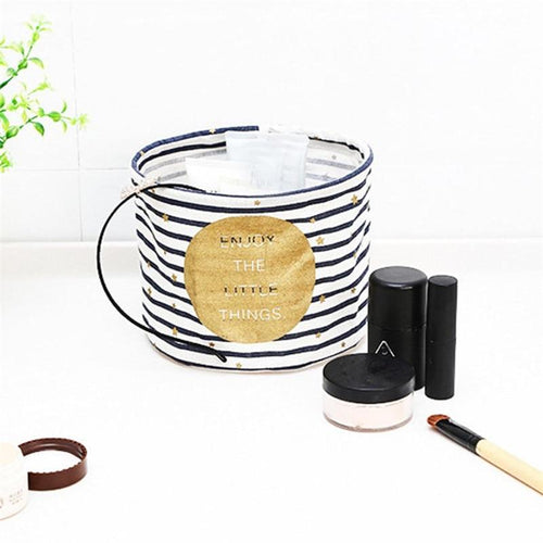 1PC Round Cotton Desk storage Basket Case Table foldable organizer Sundries Box Folding Cloth Case Bathroom accessory holder
