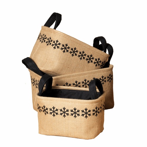 Holiday Nested Jute Storage Bins - Set of 3