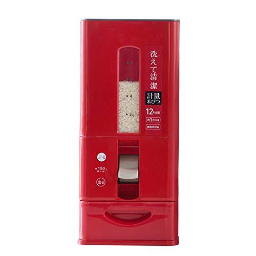 10Kg Portable Rice Storage Box Metering Rice Cylinder Meter Barrel Moisture-Proof Insect-Proof Sealed Rice Box Household Rice Barrel Red White S-L