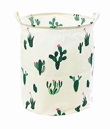 19.7  Large Sized Waterproof Foldable Canvas Laundry Hamper Bucket With Handles For Storage Bin,Kids Room,Home Organizer,Nursery Storage,Baby Hamper With Stylish Cactus Design(Green And Red)