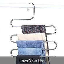 Load image into Gallery viewer, The best ds pants hangers s shape trousers hangers stainless steel clothes hangers closet space saving for pants jeans scarf hanging silver 4 pack with 10 clips