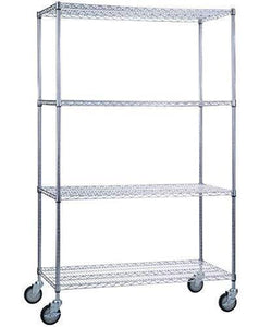 SafeRacks NSF Certified Commercial Grade Adjustable 4-Tier Steel Wire Shelving Rack with 4" Wheels - 18" x 48" x 72" (18"x48"x72" 4-Tier)