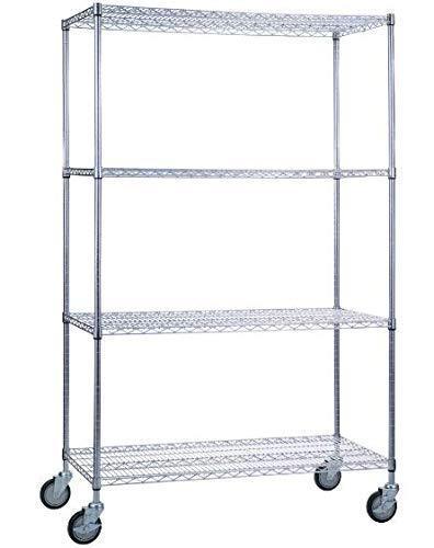 SafeRacks NSF Certified Commercial Grade Adjustable 4-Tier Steel Wire Shelving Rack with 4