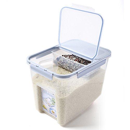 10Kg Rice Container, Wolfbush Fresh Grain Dry Food Sealed Storage Bin Plastic For Cereals Beans, With Measuring Cup