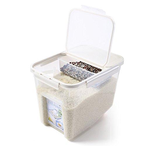 10Kg Rice Container, Wolfbush Fresh Grain Dry Food Sealed Storage Bin Plastic For Cereals Beans, With Measuring Cup
