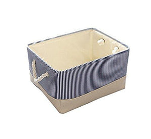HuoGuo Brand Blue Canvas Basket Decorative Fabric Storage Bin for Toy Basket Clothes Storage Baby Basket Organizer 12"×8"×5" inch as picture12×8×5 inch