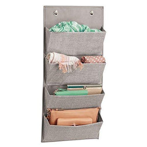 Buy now idesign interdesign wall mount over door fabric closet storage clutch purses handbags scarves linen aldo hanging 4 pocket organizer