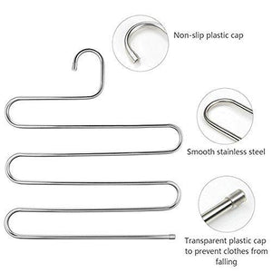 Organize with s type stainless steel clothes pants hangers for closet organization with multi purpose for space saving storage 10 pack 1
