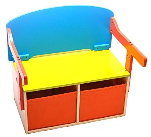 2 In 1 Wooden Storage Bench And Chalkboard Desk With Storage Bins
