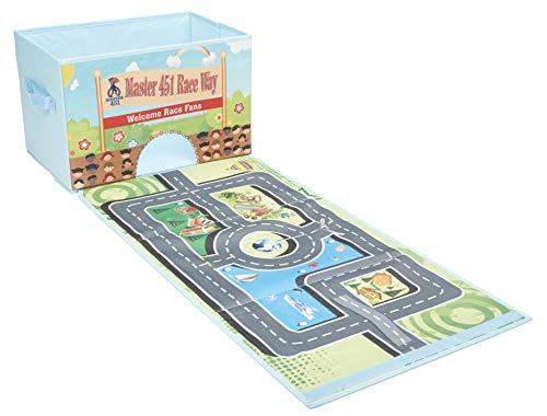 2-In-1 Car Race Track Play Mat &Amp; Storage Box Organizer - Portable Play Mat For Kids | Store Stuffed Animals, Books, Clothes | Home, Travel Use