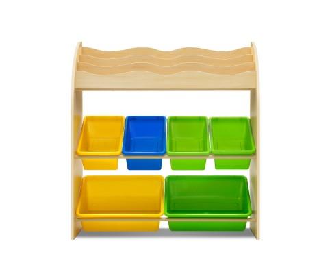 Artiss Kids Bookshelf Toy Box Bin Organizer Children Bookcase 3 Tiers
