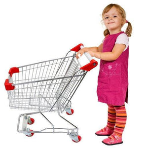 "The Little Shopper" Real Life Kids' Mini Retail Grocery Shopping Cart Toy (Chrome Frame)