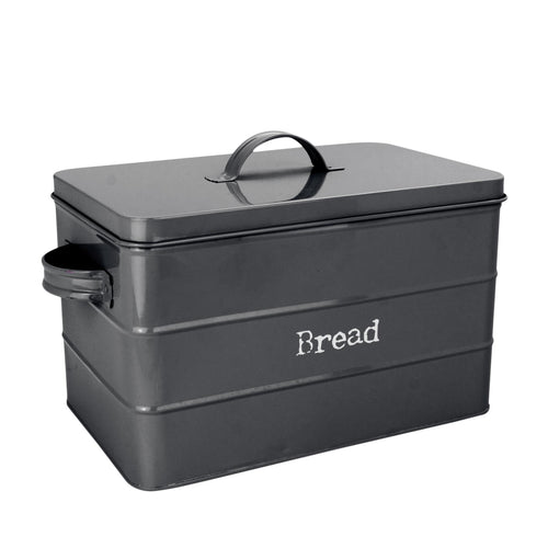 Harbour Housewares Vintage Kitchen Bread Bin in Metal - Black
