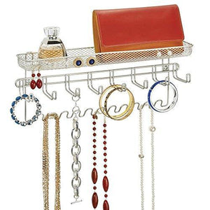 Budget friendly duvtail decorative metal closet wall mount jewelry accessory organizer for storage of necklaces bracelets rings earrings sunglasses wallets