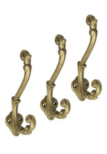Load image into Gallery viewer, Heavy duty sheffield home wall hooks cast iron rustic chic shabby vintage style farmhouse decor clothes hanging idea for hats coats scarves bags closets wall hanging rustic key hooks set of 3