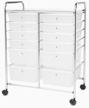 Load image into Gallery viewer, Best seller  clear plastic storage cart rolling wheels 12 drawers kithcen home craft organizer rectangular storage toys accessories shoes files closet 6 tier stainless steel ebook by easy fundeals