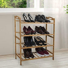 Load image into Gallery viewer, Discover sorbus bamboo shoe rack 4 tier shoes rack organizer perfect bench for hallway entryway mudroom closet bedroom etc
