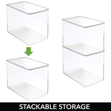 Load image into Gallery viewer, Best mdesign stackable closet plastic storage bin box with lid container for organizing mens and womens shoes booties pumps sandals wedges flats heels and accessories 9 high 6 pack clear
