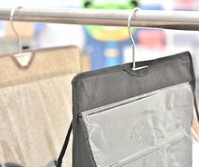 Load image into Gallery viewer, Explore geboor hanging handbag organizer dust proof storage holder bag wardrobe closet for purse clutch with 6 larger pockets black