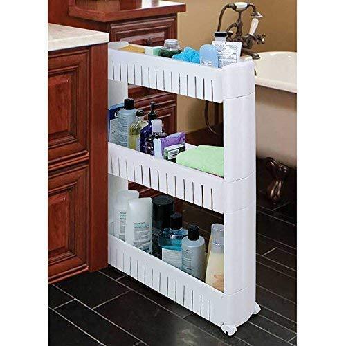 Best seller  slim storage food cleaning supplies pantry cabinet organizer slide out cart rack with wheels for narrow spaces in kitchen garage laundry apartments bathroom closets 3 tier