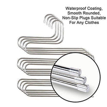 Load image into Gallery viewer, Amazon ds pants hangers s shape trousers hangers stainless steel clothes hangers closet space saving for pants jeans scarf hanging silver 4 pack with 10 clips