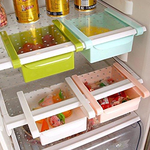 1Pcs Freezer Storage Organizer Bins Space Saver (Pink)