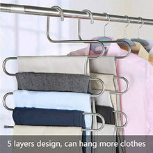 Load image into Gallery viewer, Try ds pants hangers s shape trousers hangers stainless steel clothes hangers closet space saving for pants jeans scarf hanging silver 4 pack with 10 clips
