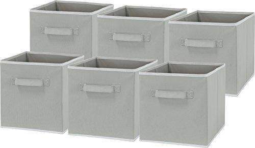 6 Pack - Simplehouseware Foldable Cube Storage Bin, Grey