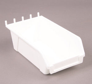 Plastic Slatwall Storage Bins, Hobibox "Long" 10Pk, White 7.75x4.5x2.87