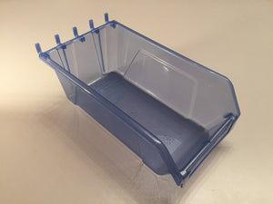 Plastic Slatwall Storage Bins, Hobibox "Long" 10Pk, Translucent Blue 7.75x4.5x2.87