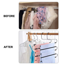 Load image into Gallery viewer, Best star fly pants hangers non slip updated s shaped 5 layers hangers closet space saver for jeans scarf tie clothes6 pack 1
