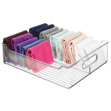 Load image into Gallery viewer, Save on mdesign plastic closet storage bin with handles divided organizer for shirts scarves bpa free 14 5 long 2 pack clear
