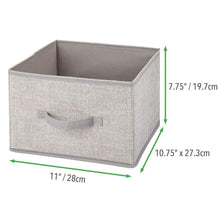 Load image into Gallery viewer, Save on mdesign soft fabric closet storage organizer holder cube bin box open top front handle for closet bedroom bathroom entryway office textured print 2 pack linen tan