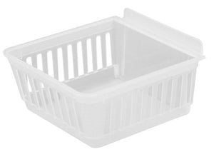 Slatbox Plastic Slatwall Storage Bins, Cratebox ''Long'', White 8.5x5.75x3.37