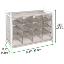 Load image into Gallery viewer, New mdesign soft fabric shoe rack holder organizer 16 cube storage shelf for closet entryway mudroom garage kids playroom metal frame easy assembly closet organization linen white