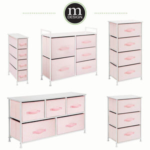 Try mdesign wide dresser storage tower furniture metal frame wood top easy pull fabric bins organizer for kids bedroom hallway entryway closets dorm chevron print 5 drawers pink white
