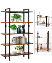 Load image into Gallery viewer, Budget sprawl 5 tier vintage bookshelf free standing multi purpose open wooden book storage shelves ladder shelf closet organizer