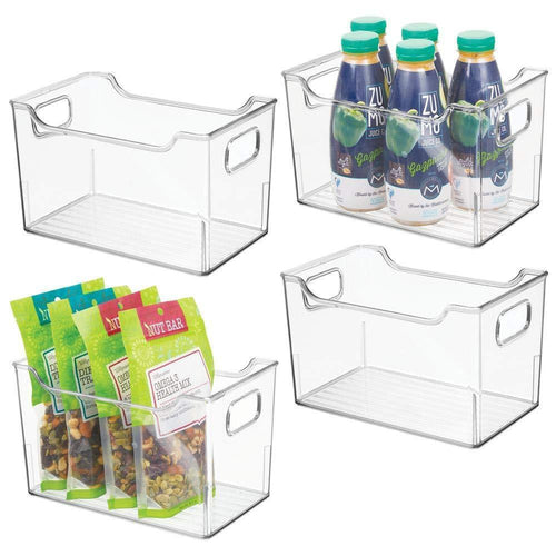 mDesign Plastic Kitchen Pantry Cabinet, Refrigerator or Freezer Food Storage Bins with Handles - Organizer for Fruit, Yogurt, Snacks, Pasta - BPA Free, 10
