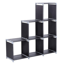Load image into Gallery viewer, Top multifunctional assembled 3 tier 6 compartment storage cube closet organizer shelf 6 cubes bookcase storage black 6 cubes