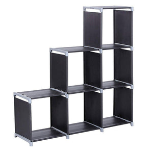 Top multifunctional assembled 3 tier 6 compartment storage cube closet organizer shelf 6 cubes bookcase storage black 6 cubes