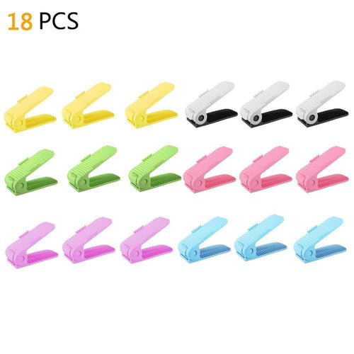 Organize with lovne 18 pairs adjustable double shoe rack organizer shoe slots space saver free standing shoe rack for closet shoes holder for boot high heels sneaker sandals slipper multicolor