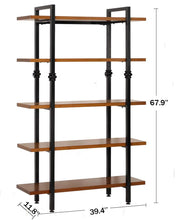 Load image into Gallery viewer, Amazon sprawl 5 tier vintage bookshelf free standing multi purpose open wooden book storage shelves ladder shelf closet organizer