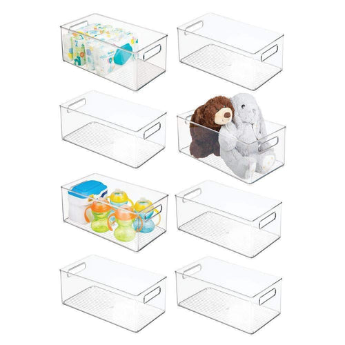 mDesign Deep Storage Organizer Container for Kids/Child Supplies in Kitchen, Pantry, Nursery, Bedroom, Playroom - Holds Snacks, Bottles, Baby Food, Diapers, Wipes, Toys - 14.5