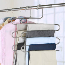 Load image into Gallery viewer, Home syidinzn pants hangers rack holder stand shelf organizer stainless steel s shape multi purpose hangers storage rack for clothes pants jeans trousers scarfs ties towels closet